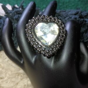 Signature smoked colored heart shaped Stretchable dinner ring